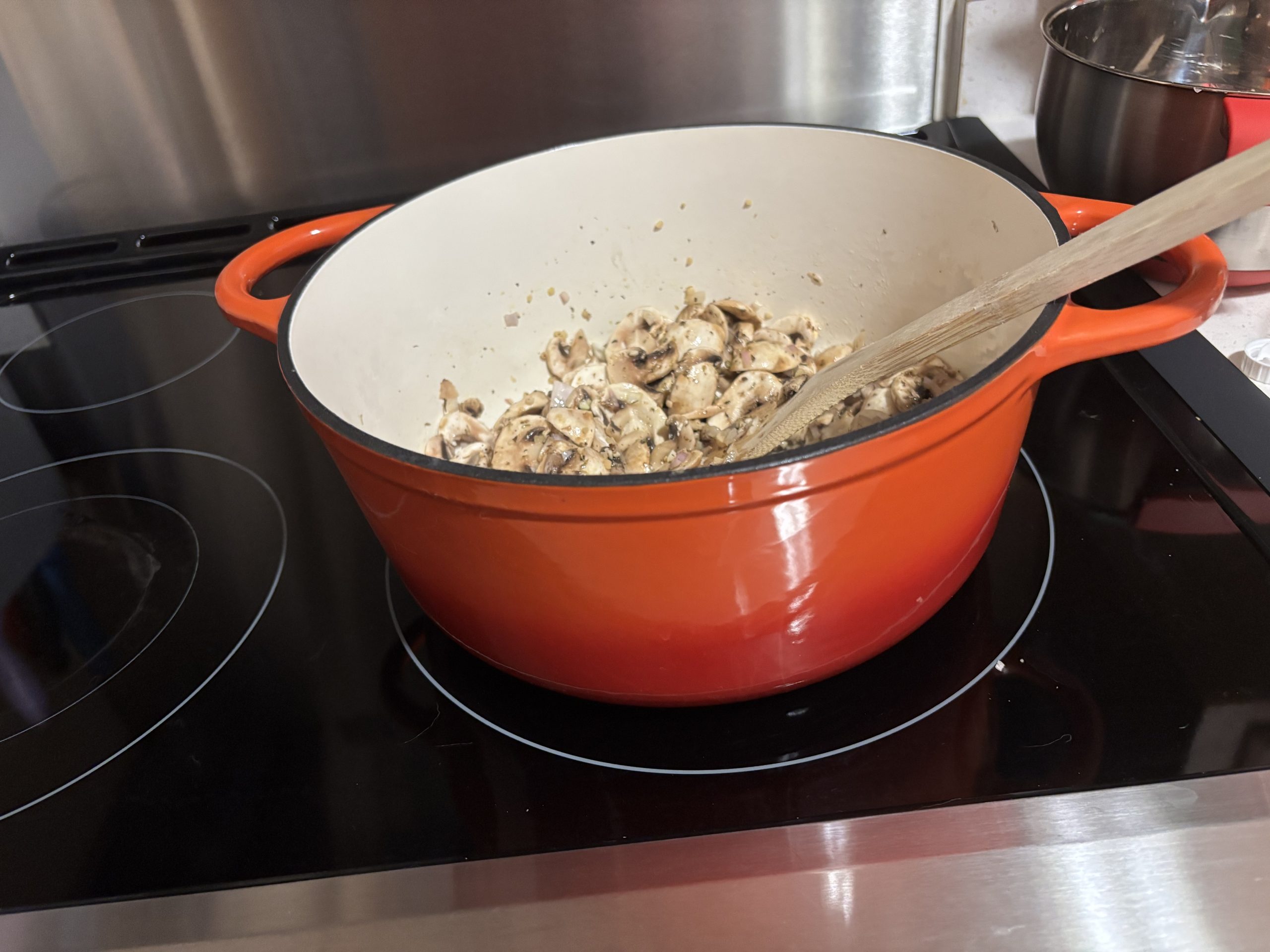 Sauteing mushrooms and shallots