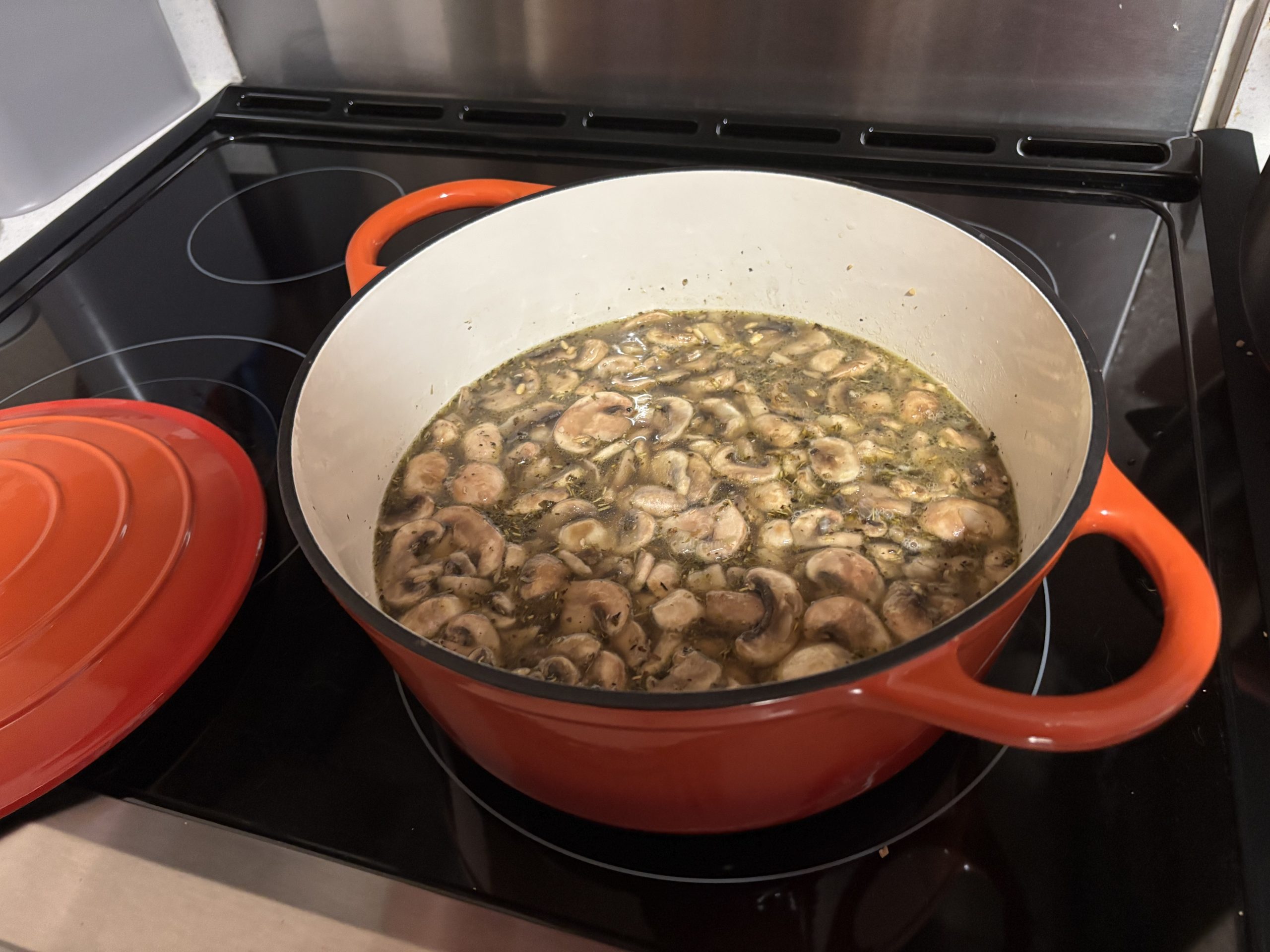 Adding the broth